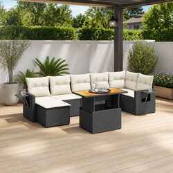 Premium 8 Piece Modular Black Rattan Garden Sofa Set