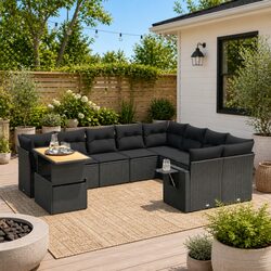 10 Piece Black Patio Furniture Set with Cushions