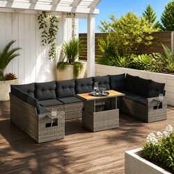 Premium 11 Piece Grey Poly Rattan Garden Sofa Set