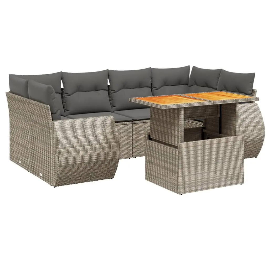 7-Piece Modular Outdoor Sofa Set in Grey Poly Rattan