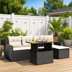 Premium 6-Piece Modular Garden Sofa Set in Black