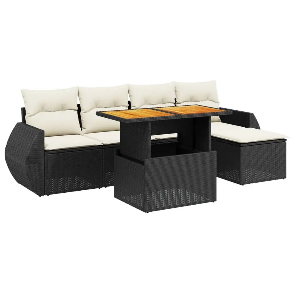 6-Piece Modular Garden Sofa Set in Black