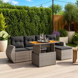 6 Piece Modular Garden Sofa Set Outdoor Furniture Grey