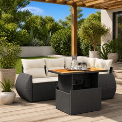 Premium Black Rattan 5 Piece Outdoor Sofa Set