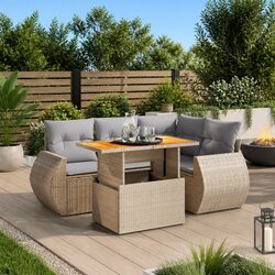 High-Quality 5 Piece Outdoor Garden Sofa Set in Beige