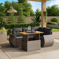 Durable 5 Piece Outdoor Garden Sofa Set with Cushions