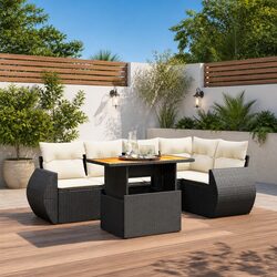 Premium 6-Piece Outdoor Modular Sofa Set in Black