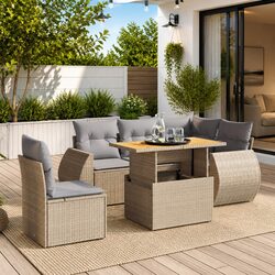 Premium 6 Piece Outdoor Sofa Set with Beige Cushions