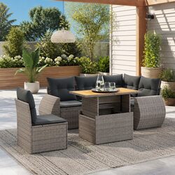 Sturdy 6 Piece Garden Sofa Set for Outdoor Spaces