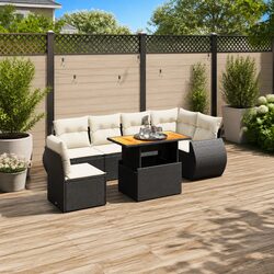 Durable 7 Piece Modular Garden Sofa Set in Black