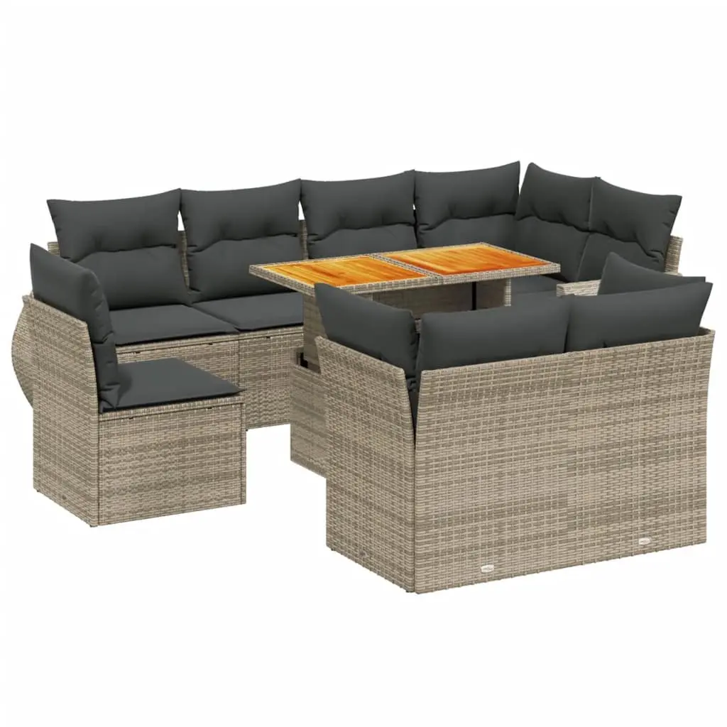 9 Piece Modular Garden Sofa Set in Grey Poly Rattan
