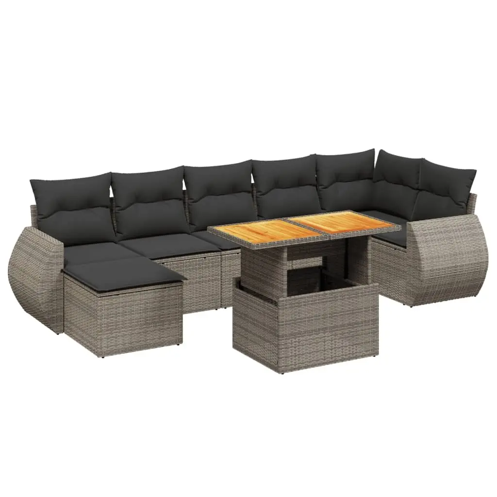 Garden Sofa Set PE Rattan 8 Piece Modular Seating Grey