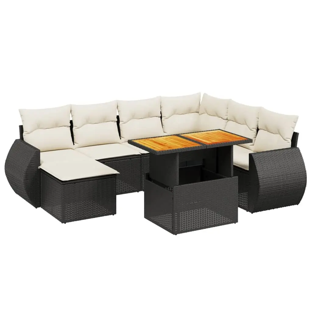 Garden Sofa Set PE Rattan 8 Piece Modular Outdoor Furniture Black
