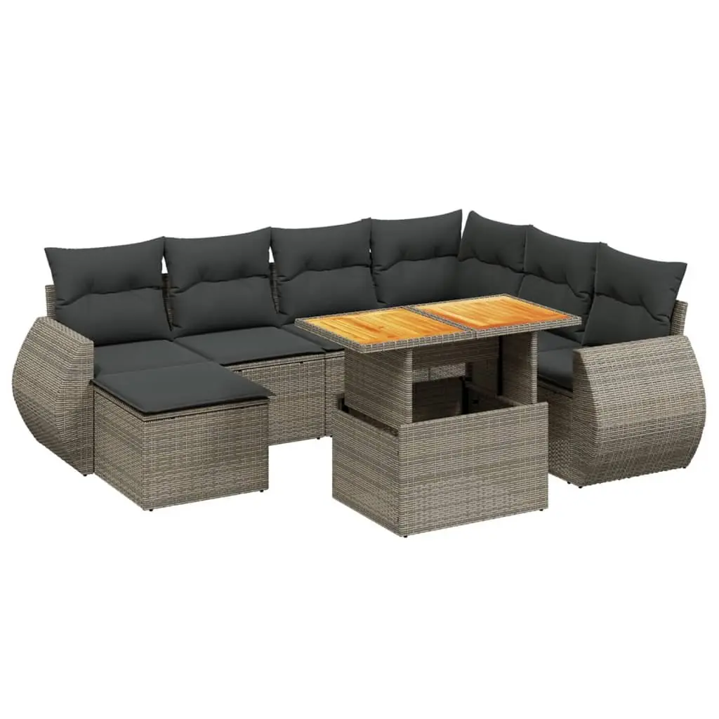 Garden Sofa Set Poly Rattan 8 Piece Modular Outdoor Patio Furniture Grey