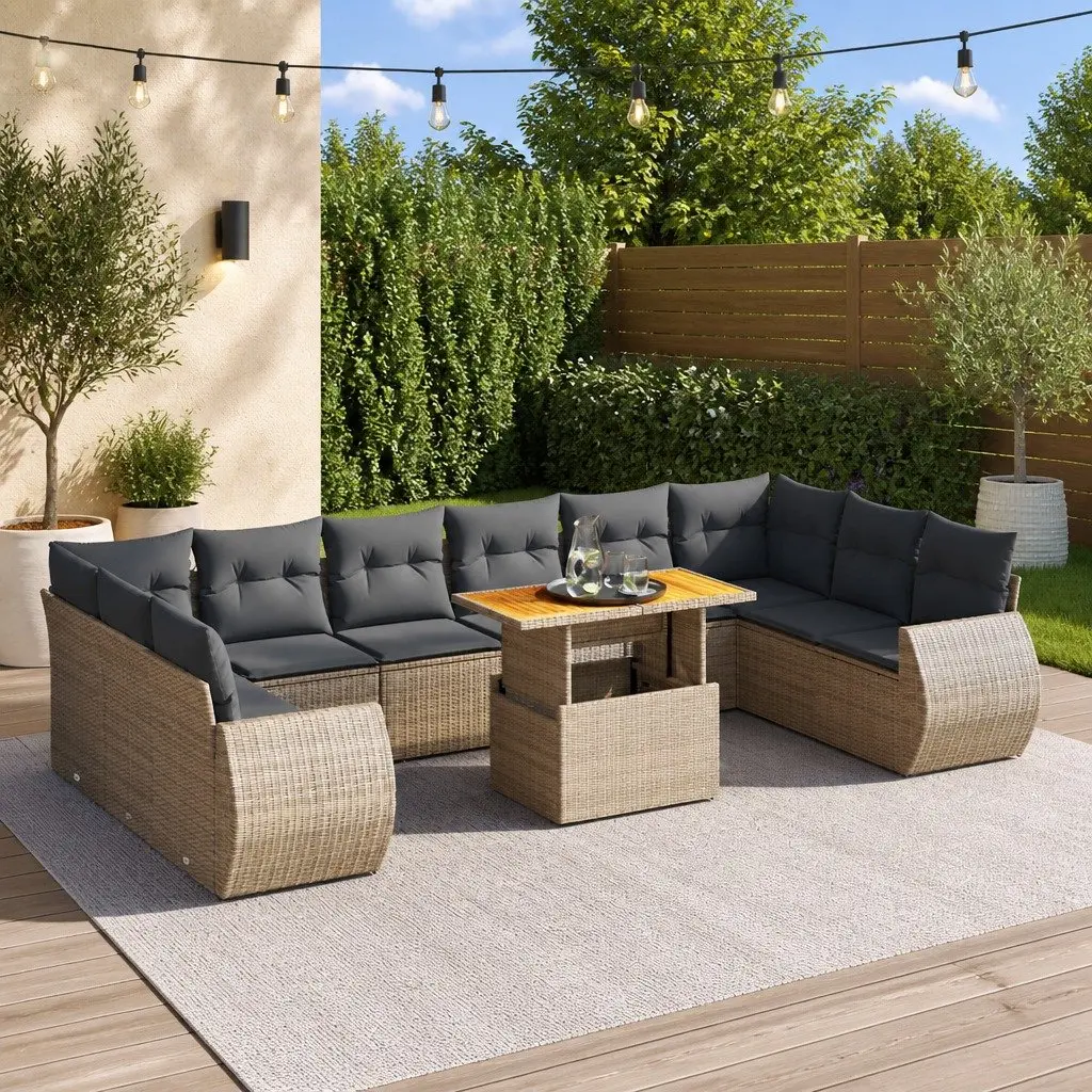 Grey 11 Piece Modular Garden Sofa Set for Outdoor Living