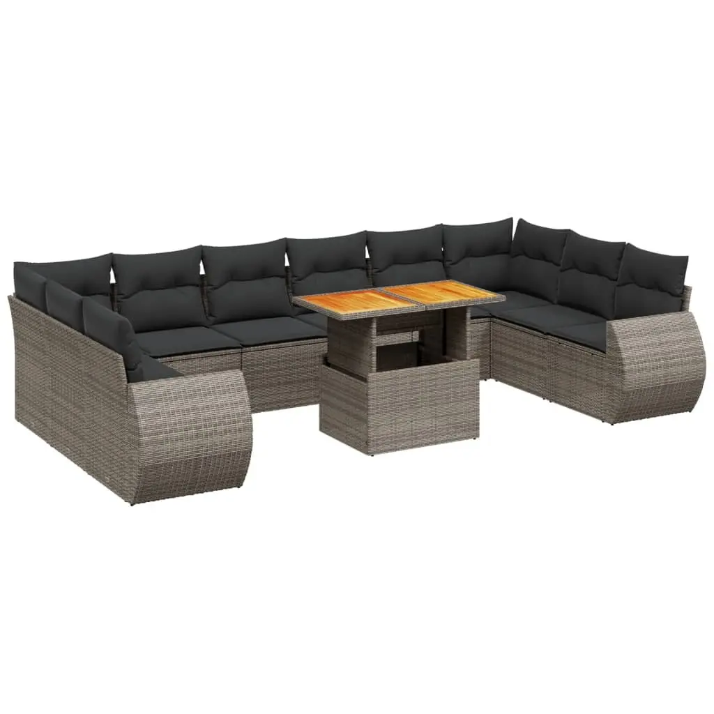 Grey 11 Piece Modular Garden Sofa Set for Outdoor Living