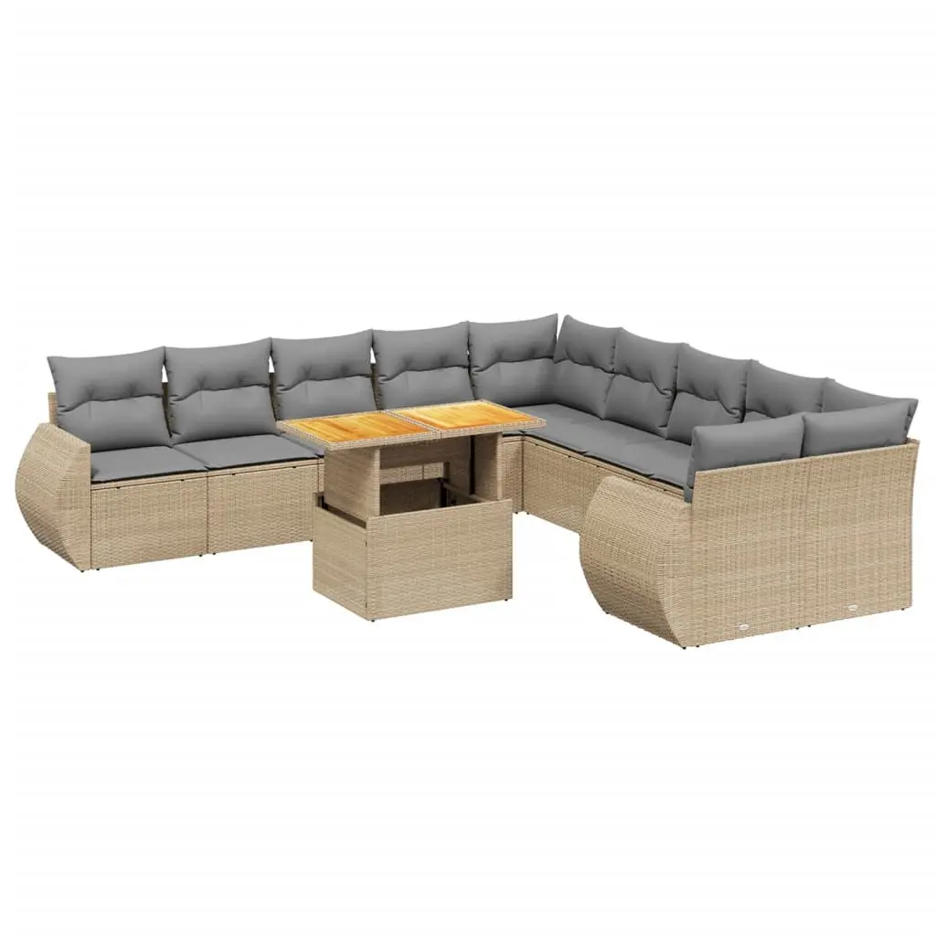 11-Piece Modular Garden Sofa Set with Cushions
