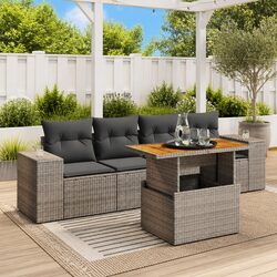 Durable 5 Piece Grey Outdoor Sofa Set with Cushions