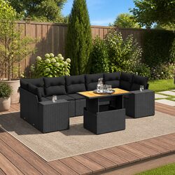 8-Piece Modular Outdoor Sofa Set with Black Cushions