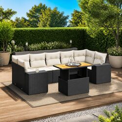 High-Quality 8 Piece Modular Garden Sofa Set in Black