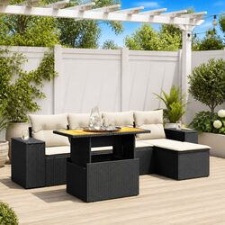 Modular 6-Piece Garden Sofa Set with Adjustable Table