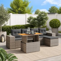 Durable Modular 6 Piece Garden Sofa Set in Grey