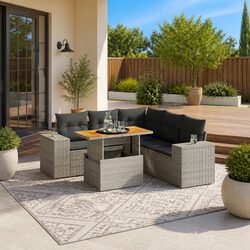 Exceptional 6-Piece Modular Garden Sofa Set in Grey