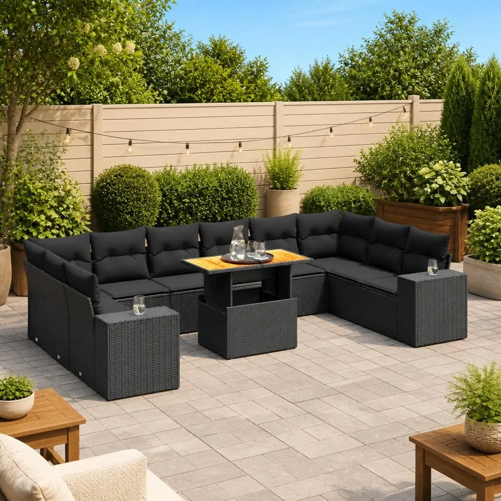 11-Piece Garden Sofa Set with Adjustable Table