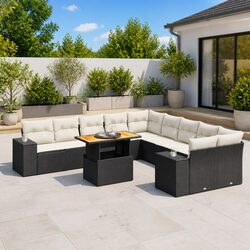 Premium 11 Piece Outdoor Garden Sofa Set in Black