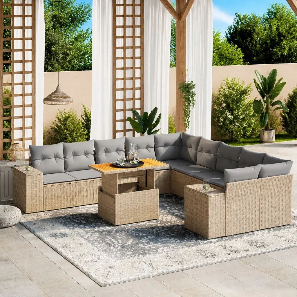 11 Piece Garden Sofa Set with Adjustable Table