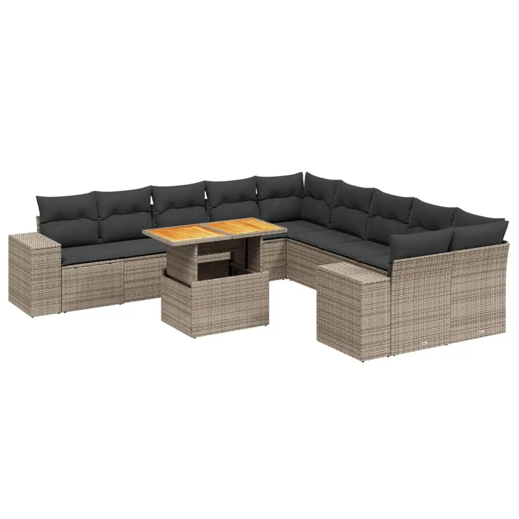 Garden Sofa Set Poly Rattan 11 Piece Modular Outdoor Furniture Grey