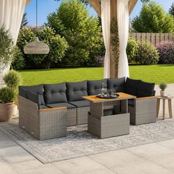 Premium 8-Piece Grey Outdoor Sofa Set with Cushions