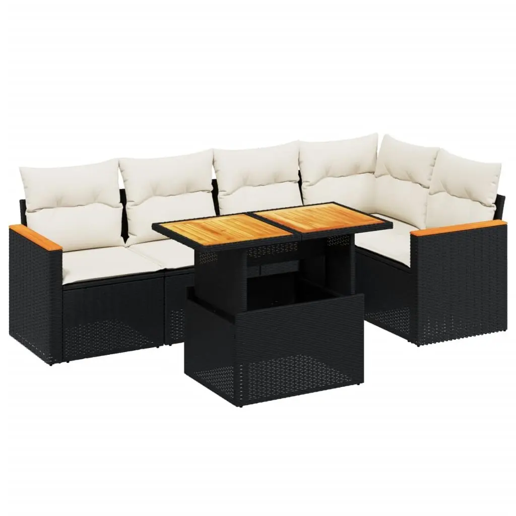 6-Piece Black Modular Garden Sofa Set