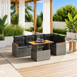 Grey Modular 6 Piece Garden Sofa Set for Outdoor Comfort