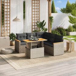 Stylish 6-Piece Garden Sofa Set with Cushions in Grey