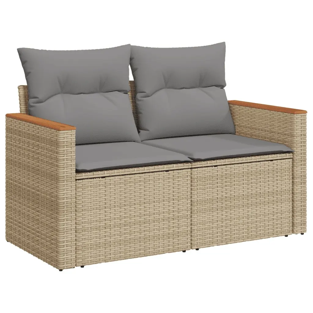 Beige 6-Piece Garden Sofa Set with Cushions and Table