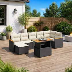 Durable 8 Piece Outdoor Garden Sofa Set with Cushions