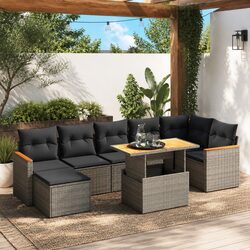 Durable 8-Piece Modular Garden Sofa Set in Grey