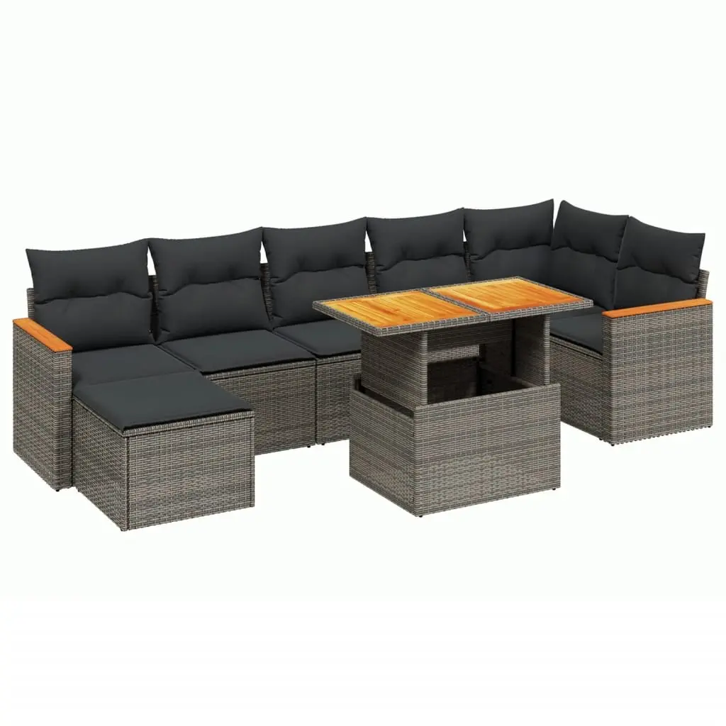 Garden Sofa Set PE Rattan 8 Piece Modular Outdoor Furniture Grey Patio Seating