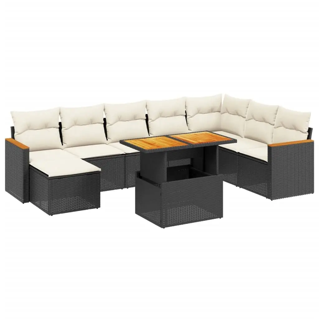 9 Piece Outdoor Garden Sofa Set Poly Rattan Black