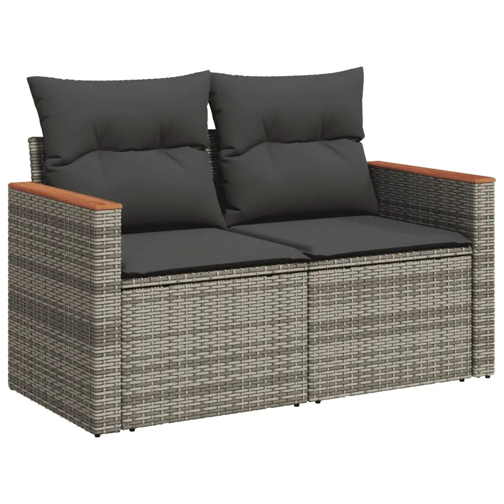 9 Piece Grey Poly Rattan Garden Sofa Set