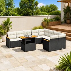 Black Modular 10 Piece Garden Sofa Set for Outdoor Relaxation