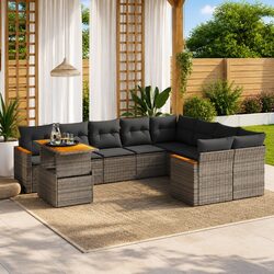 Durable 10 Piece Grey Modular Garden Sofa Set