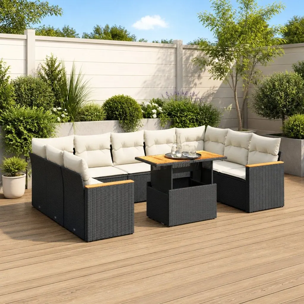 Garden Sofa Set PE Rattan 11 Piece Modular Patio Furniture Black