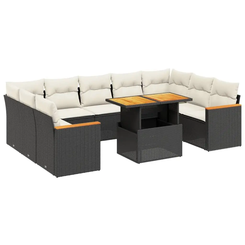 Garden Sofa Set PE Rattan 11 Piece Modular Patio Furniture Black