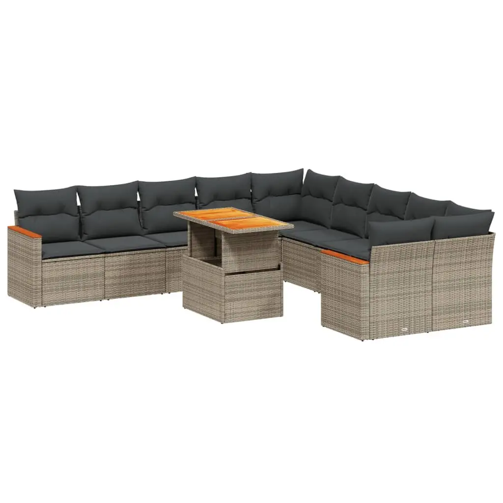 Garden Sofa Set PE Rattan 11 Pieces Grey Outdoor Furniture