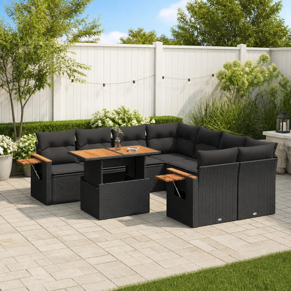 9 Piece Modular Garden Sofa Set with Cushions