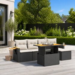 Premium 6 Piece Modular Garden Sofa Set in Black