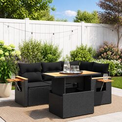 Premium Black 5 Piece Garden Sofa Set for Outdoor Relaxation