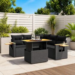Durable 6-Piece Modular Garden Sofa Set in Black
